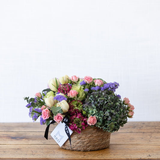 Basket with Fresh Flowers