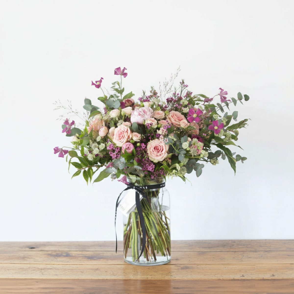 Vase with Medium Pink Arrangement