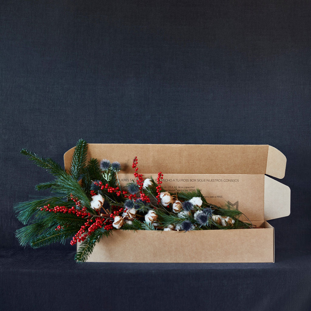 Caja de flores navideñas