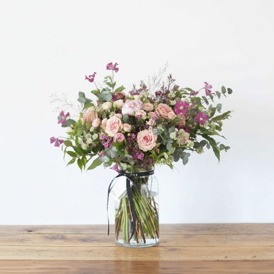 Vase with Medium Pink Arrangement